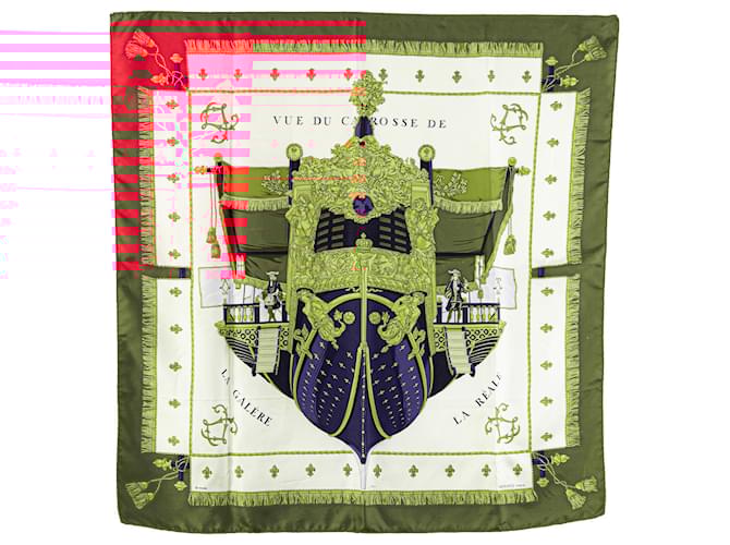 Hermès Red View of the Carriage of the Galley La Reale Silk Scarf Cloth  ref.2235916