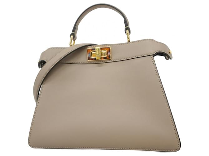 Fendi Peekaboo Handbag Beige Leather  ref.2236329
