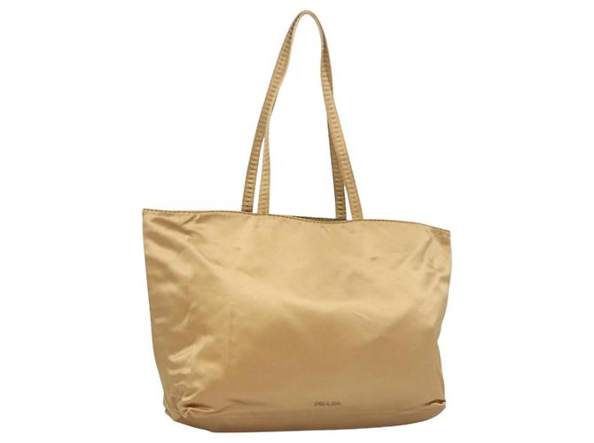PRADA Sac Tote Satin Champagne Or Auth 122170 Doré