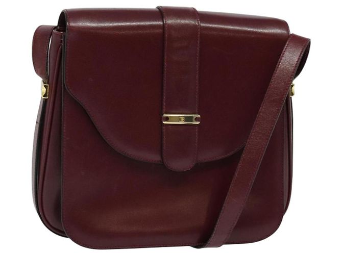 BALLY Bolsa de Ombro de Couro Bordeaux Ouro Auth BA1889 Dourado