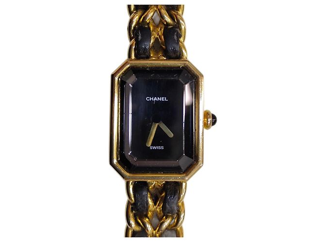 Orologio Chanel Première oro e pelle nera D'oro