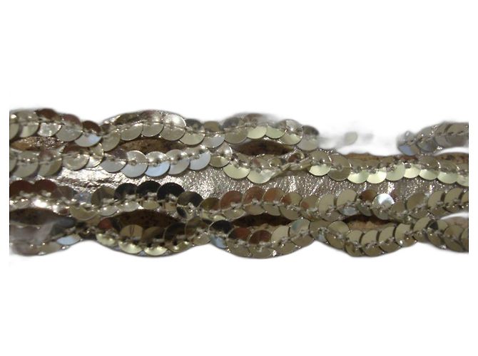 Stéphane Kelian Leather Belt Silver Sequins 75 cm Silvery