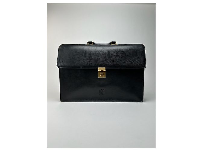 Vintage Loewe Madrid Leather briefcase black