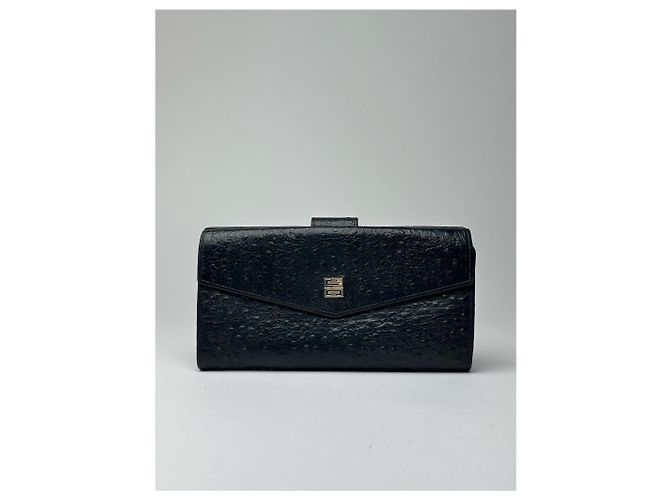 Vintage Givenchy Ostrich leather wallet black