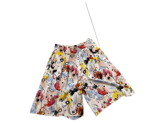 Pantaloncini Bermuda Chanel in Seta Multicolore
