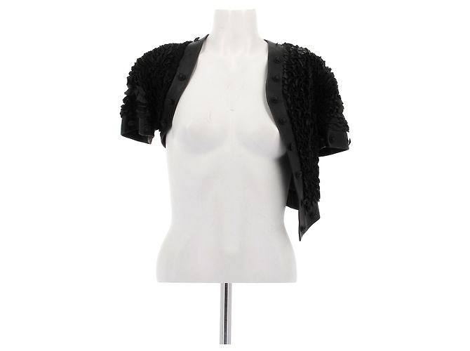 Chanel Black Leather Bolero Jacket