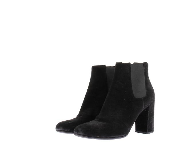 Saint Laurent Bottines à talons en daim Black