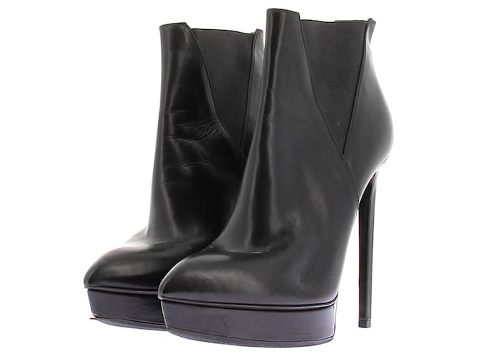 Saint Laurent Bottines à talons en cuir Black Leather  ref.2237428