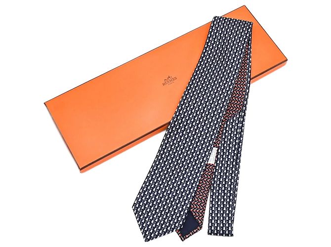 Silk In Hermès Hermes Navy Silk Cravat Navy blue
