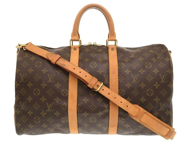 Louis Vuitton Keepall Bandouliere 45 Monogram Boston Bag Brown Patent leather  ref.2238309