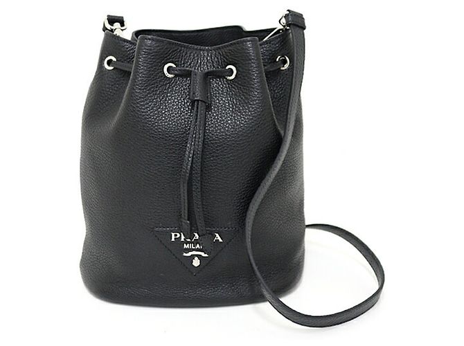 Bolsa de ombro de couro Prada Preto