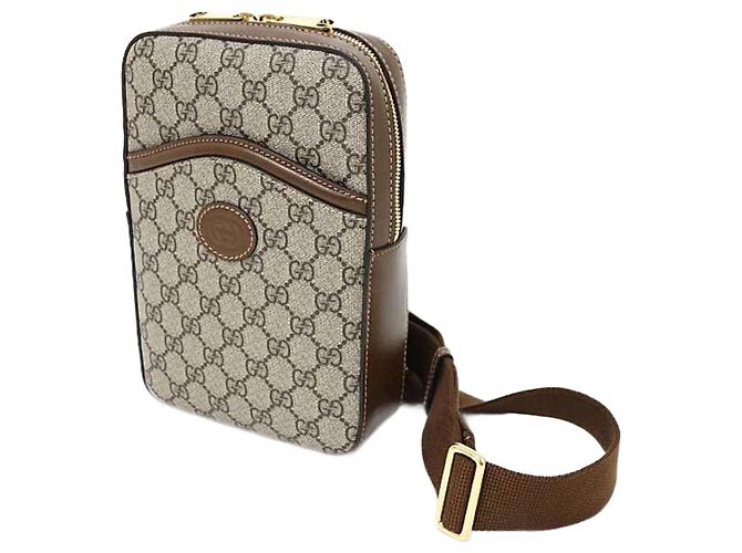 Bolsa Sling Gucci Interlocking G Marrom Bege