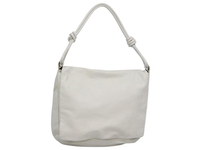 Sac à épaule LOEWE en cuir blanc et or Auth bs25892 Doré