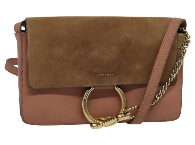 Chloé Sac à épaule en cuir rose doré Auth BA1843