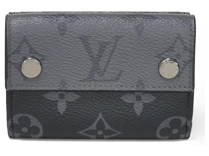 Louis Vuitton Tri-fold Wallet Black Leather Cloth  ref.2239169