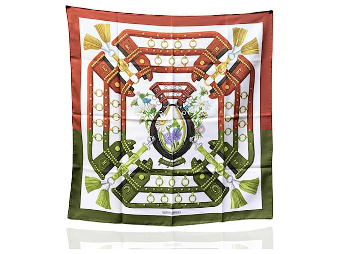 Hermès Hermes Paris Vintage Brown Silk Scarf Aux Champs 1970 Cathy Latham  ref.2239336