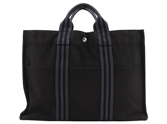 Hermès Hermes Fourre Tout MM Cotton Canvas Tote Bag Black  ref.2239362