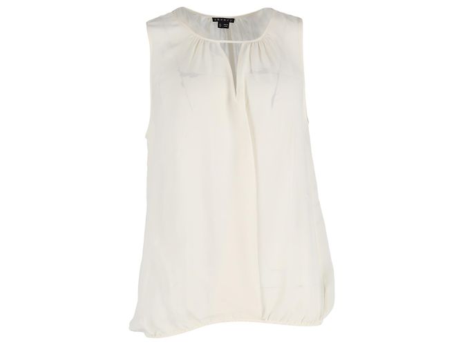 Blusa sem mangas Theory em seda marfim Branco Cru