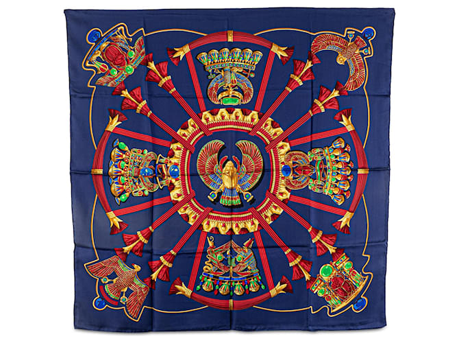 Hermès Blue Scarabees and Pectorals Silk Scarf Cloth  ref.2240050