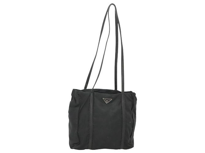 PRADA Shoulder Bag Nylon Black Silver Auth bs25600 Silvery