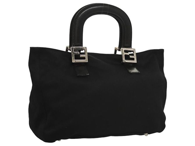 FENDI Handtasche aus schwarzem Nylon mit Silber authentisch 122023