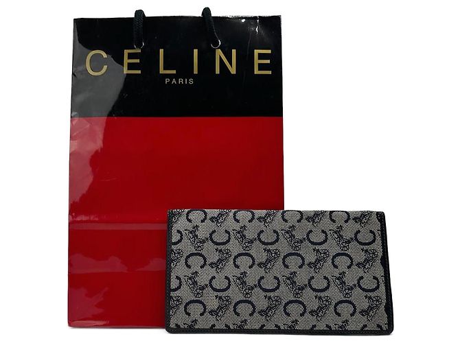 Céline Vintage Celine Macadam Monogram ID-Halter schwarz weiß Grau