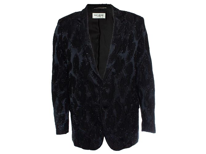 Jacquard-gewebte Blazer mit Perlen von Saint Laurent, 2019 Schwarz