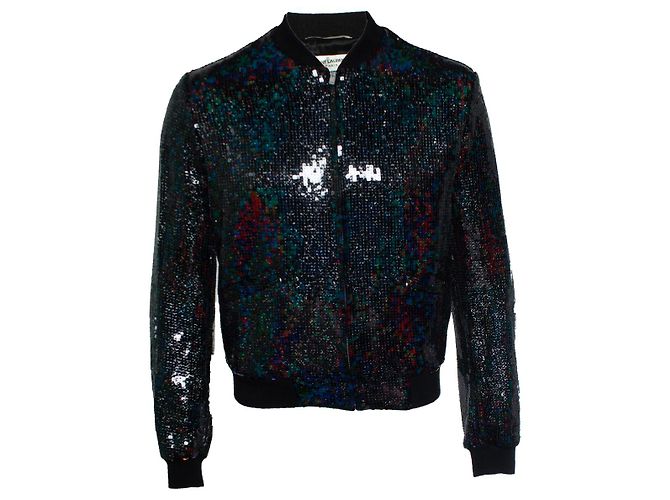 Saint Laurent, Bomberjacke mit Pailletten, 2017 Schwarz Grün