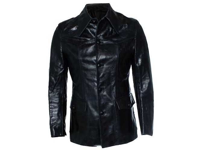 Autre Marque Sankuanz, Black leather distressed jacket
