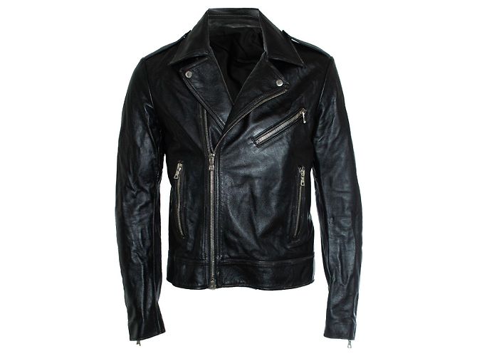 Balmain, Schwarze Lederbikerjacke mit Reißverschlüssen und Logo