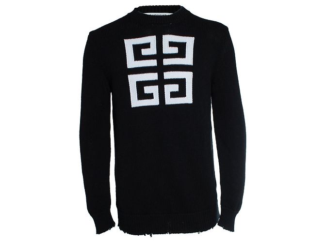 Logo Baumwollstrickpullover von Givenchy Schwarz 