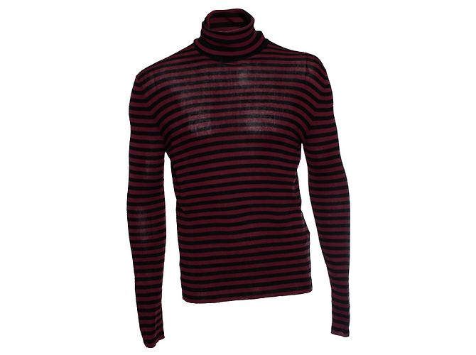 Saint Laurent, Suéter a rayas en negro y burdeos Roja