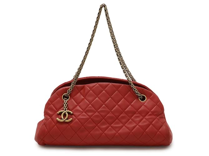 Chanel Mademoiselle Matelasse Lambskin 2way Shoulder Bag Red Leather  ref.2240686