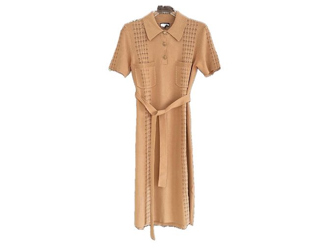 Chanel Nuevo París / Cuba Beige Vestido Cinturón 38 FR