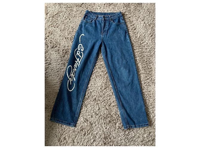 Autre Marque Jeans in denim vintage con teschio Ed Hardy Blu