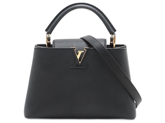 Louis Vuitton Bolsa Capucines PM em couro Taurillon preta com 2 maneiras Preto