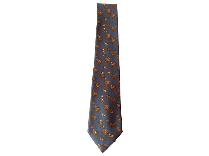 Hermès Corbata de seda Gris