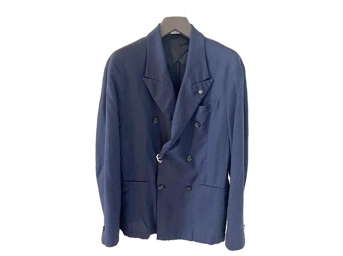 Autre Marque Herren Sommer Leinenmischung Blazer Officna36 Blau