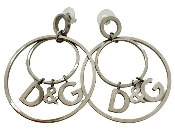 Pendientes icónicos de doble círculo DOLCE & GABBANA de acero plateado Plata