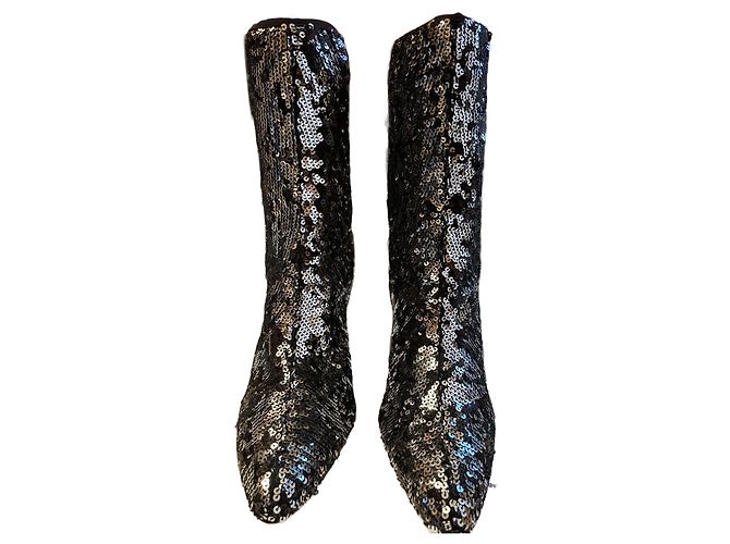Botins de couro e strass Aquazzura Multicor