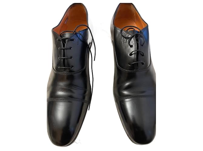 Santoni Derby Black Leather  ref.2241497