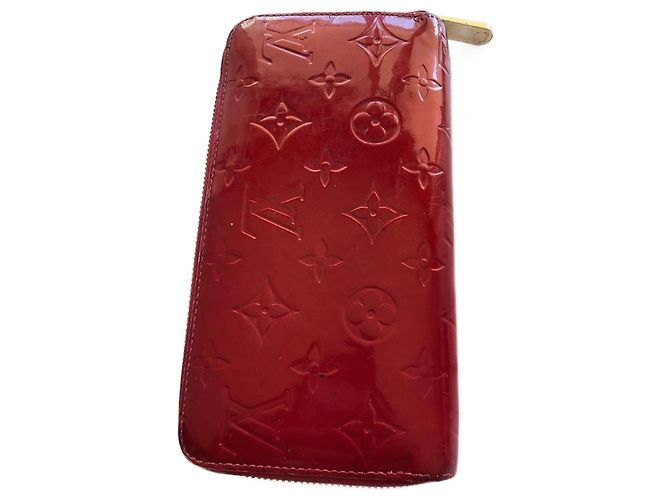 Louis Vuitton Zippy Cartera de Cuero Charol Rojo Roja