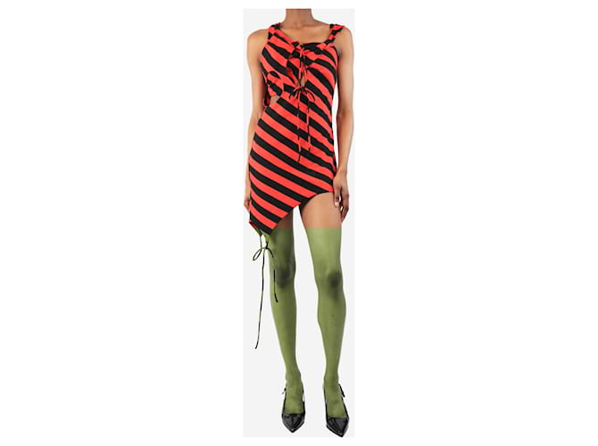 Autre Marque Red and black asymmetric striped cutout mini dress - size UK 6 Viscose  ref.2242057