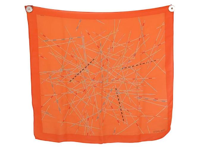 Hermès FOULARD HERMES MIKADO CARRE 70 EN CACHEMIRE & SOIE ORANGE CASHMERE SILK SCARF  ref.2242399