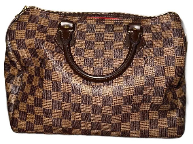 Louis Vuitton Speedy 30 Damier Ébano Bolsa de couro marrom