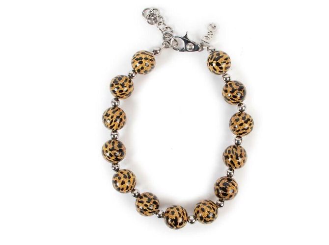 Superbe collier DOLCE & GABBANA avec de grandes perles à motif animalier Camel