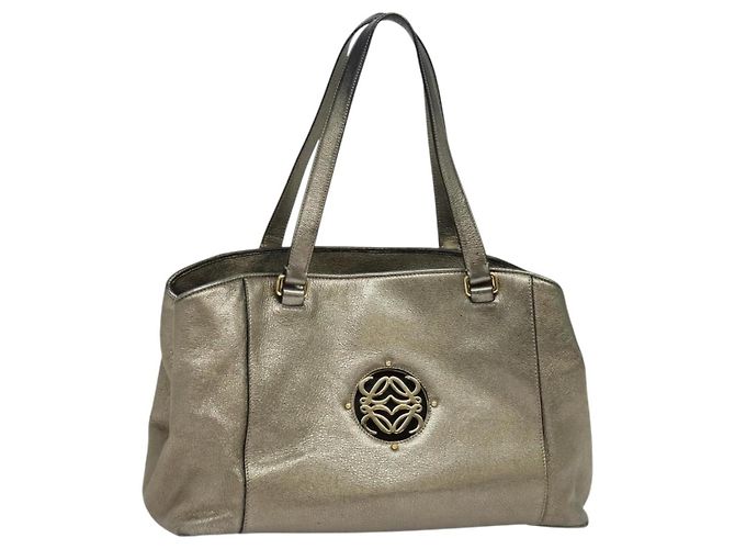 LOEWE Sac Anagram en Cuir Doré Auth yk18146