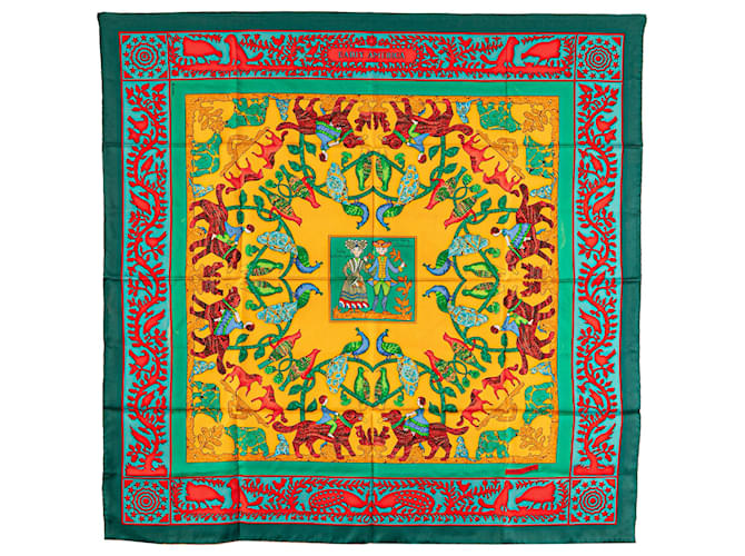 Hermès Green Early America Silk Scarf Cloth  ref.2243432