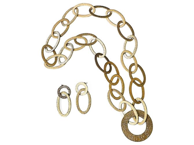 Fabuleux ensemble collier et boucles d'oreilles DOLCE & GABBANA de la collection 'Stone' Doré
