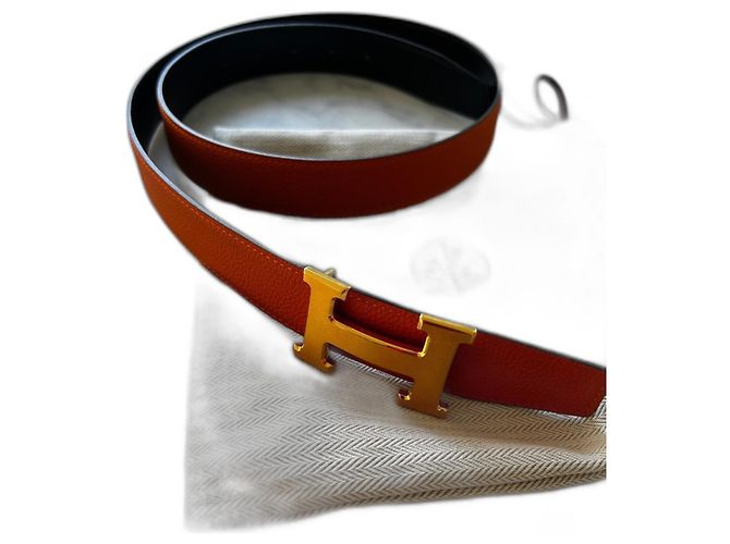 Constance Hermès Leather Belt Orange